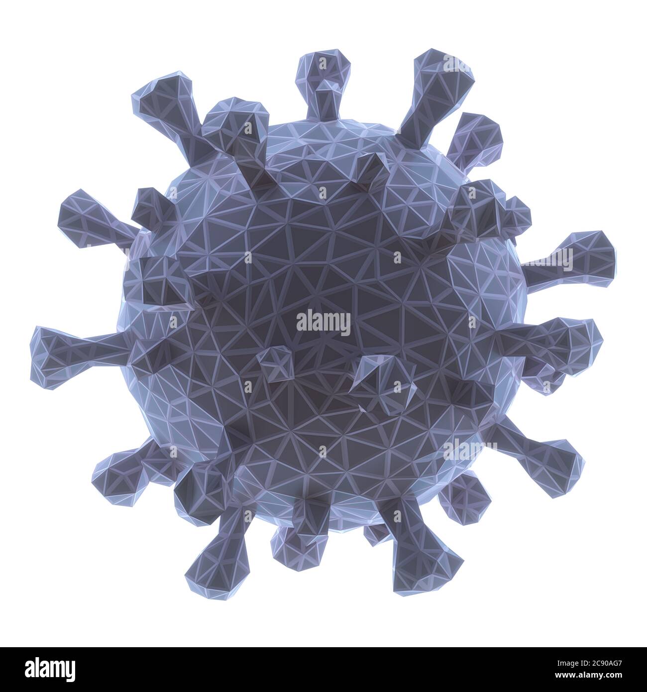 Covid-19, Coronavirus, 3D-Illustration polygonale konzeptionelle Struktur. Beschneidungspfad enthalten. Stockfoto