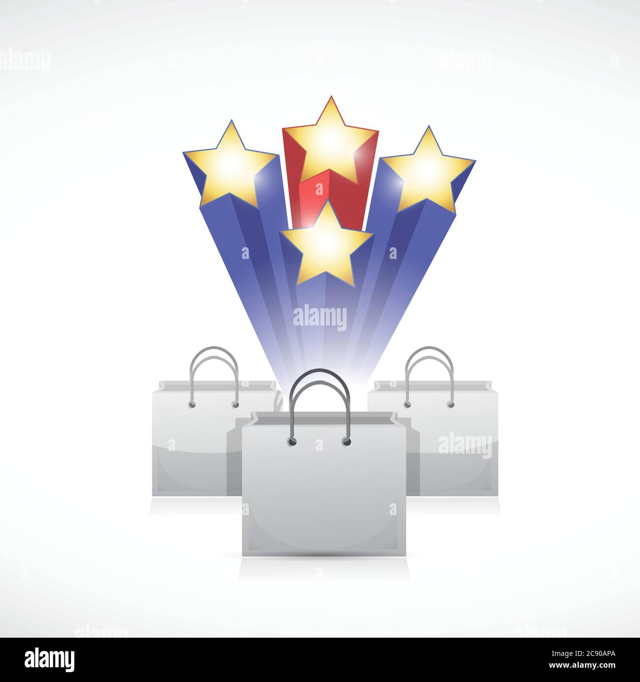 Einkaufstasche Überraschungs-Illustration-Design auf weißem Hintergrund Stock Vektor