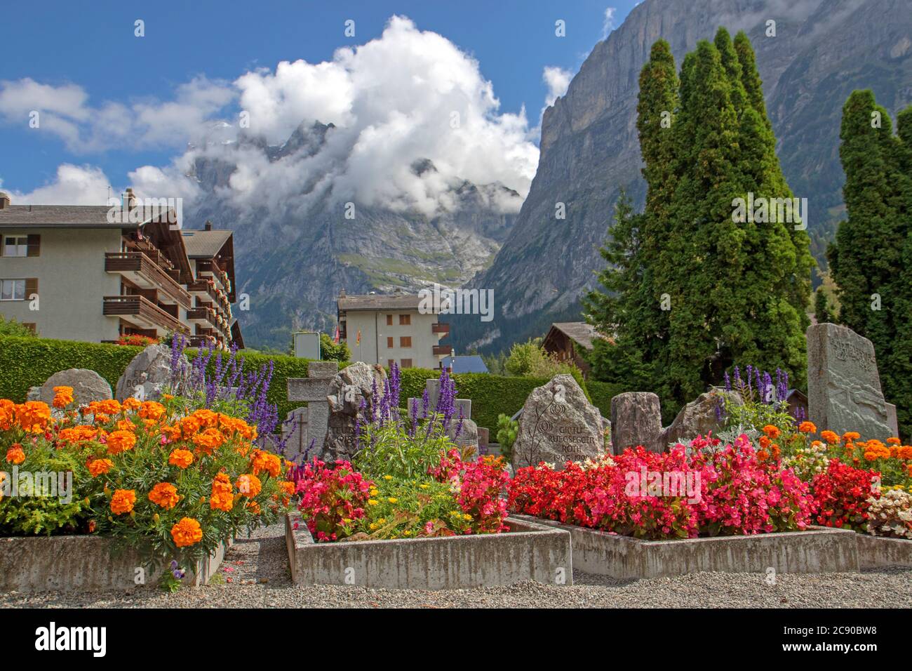 Friedhof in Grindelwald Stockfoto