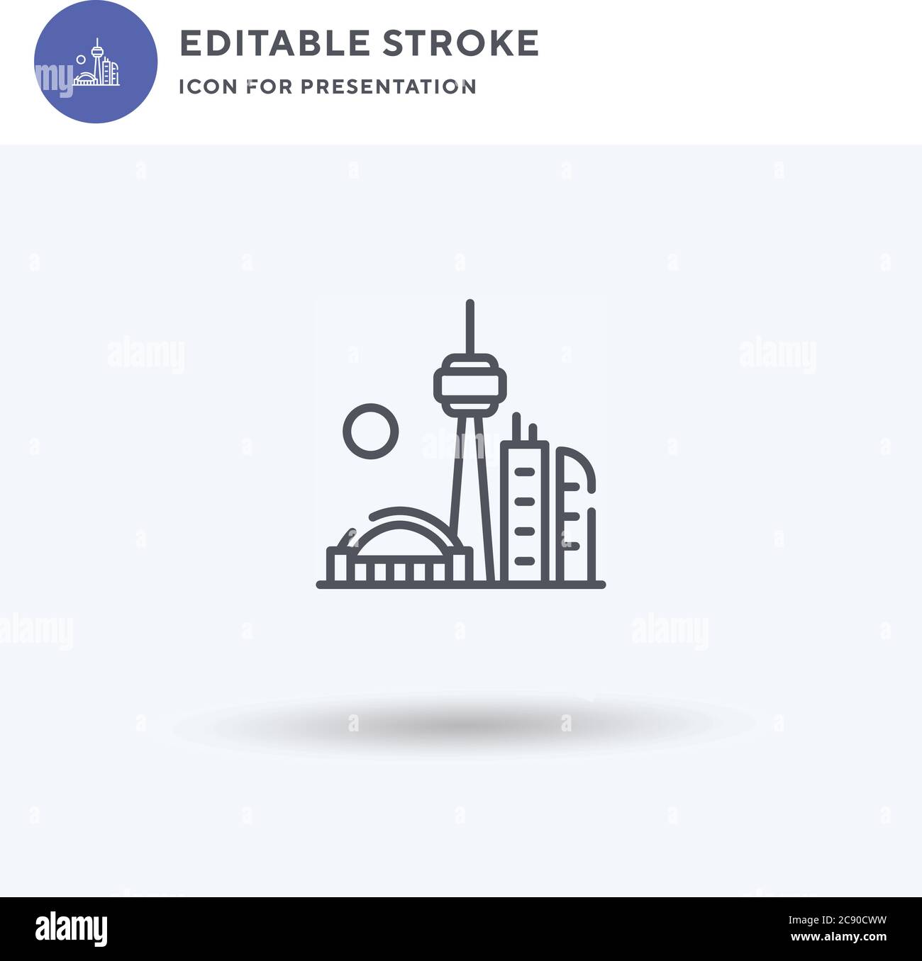 Toronto Icon Vektor, gefüllt flache Zeichen, solide Piktogramm isoliert auf weiß, Logo-Illustration. Toronto Symbol für Präsentation. Stock Vektor