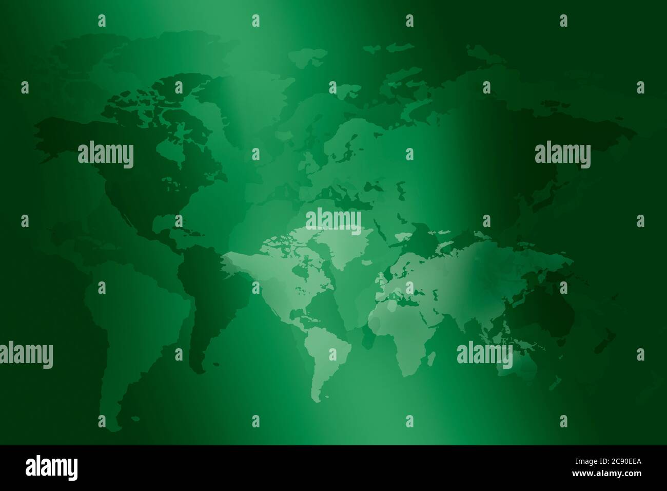 Weltkarte in grün auf grün Stockfoto