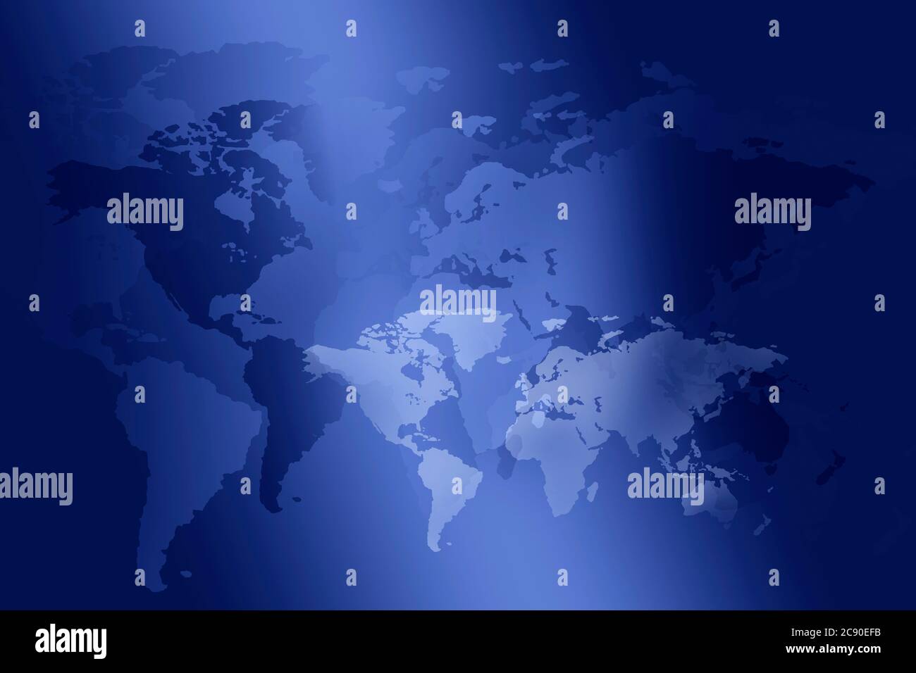 Weltkarte auf blauem Hintergrund Stockfoto