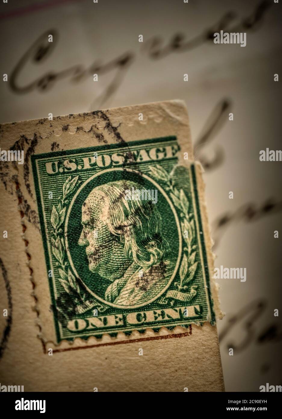 Briefmarke mit Benjamin Franklin Stockfoto