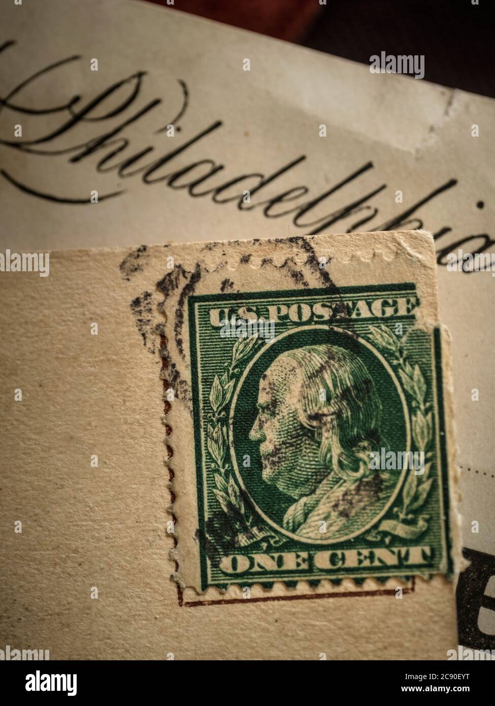 Briefmarke mit Benjamin Franklin Stockfoto