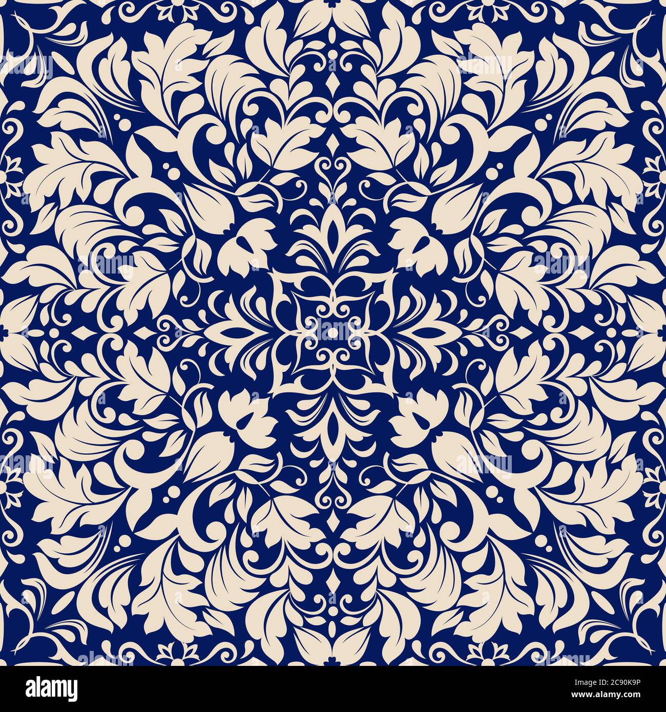 Nahtlose ethnische Tracery in einem arabischen Stil Muster. Geometrisches Ornament in Blautönen. Stilisierte Arabesken Dekoration. Vektorgrafik. Stock Vektor