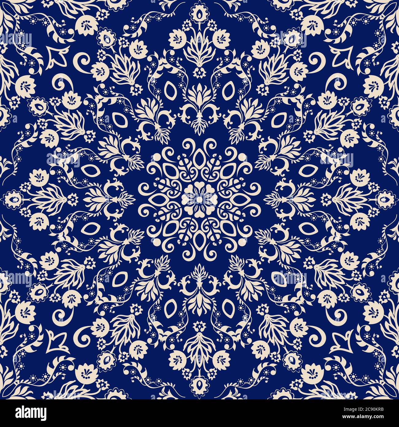 Nahtlose ethnische Tracery in einem arabischen Stil Muster. Geometrisches Ornament in Blautönen. Stilisierte Arabesken Dekoration. Vektorgrafik. Stock Vektor
