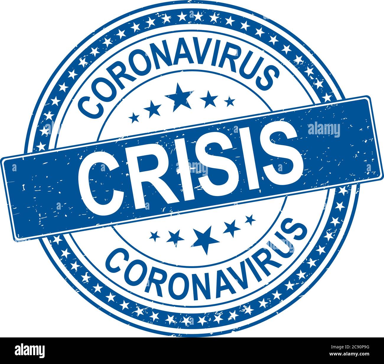 Blue Coronavirus Crisis, Coronavirus pandemic attention global crisis template stamp Stock Vektor
