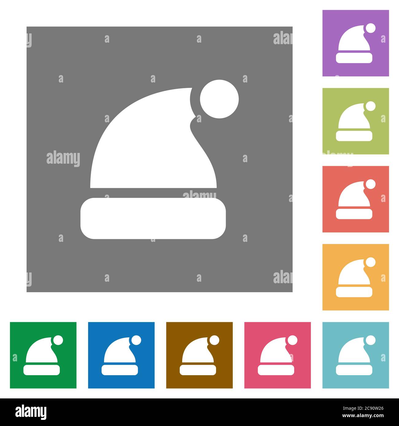 Santa hat flache Symbole auf einfache Farbe quadratischen Hintergrund. Stock Vektor