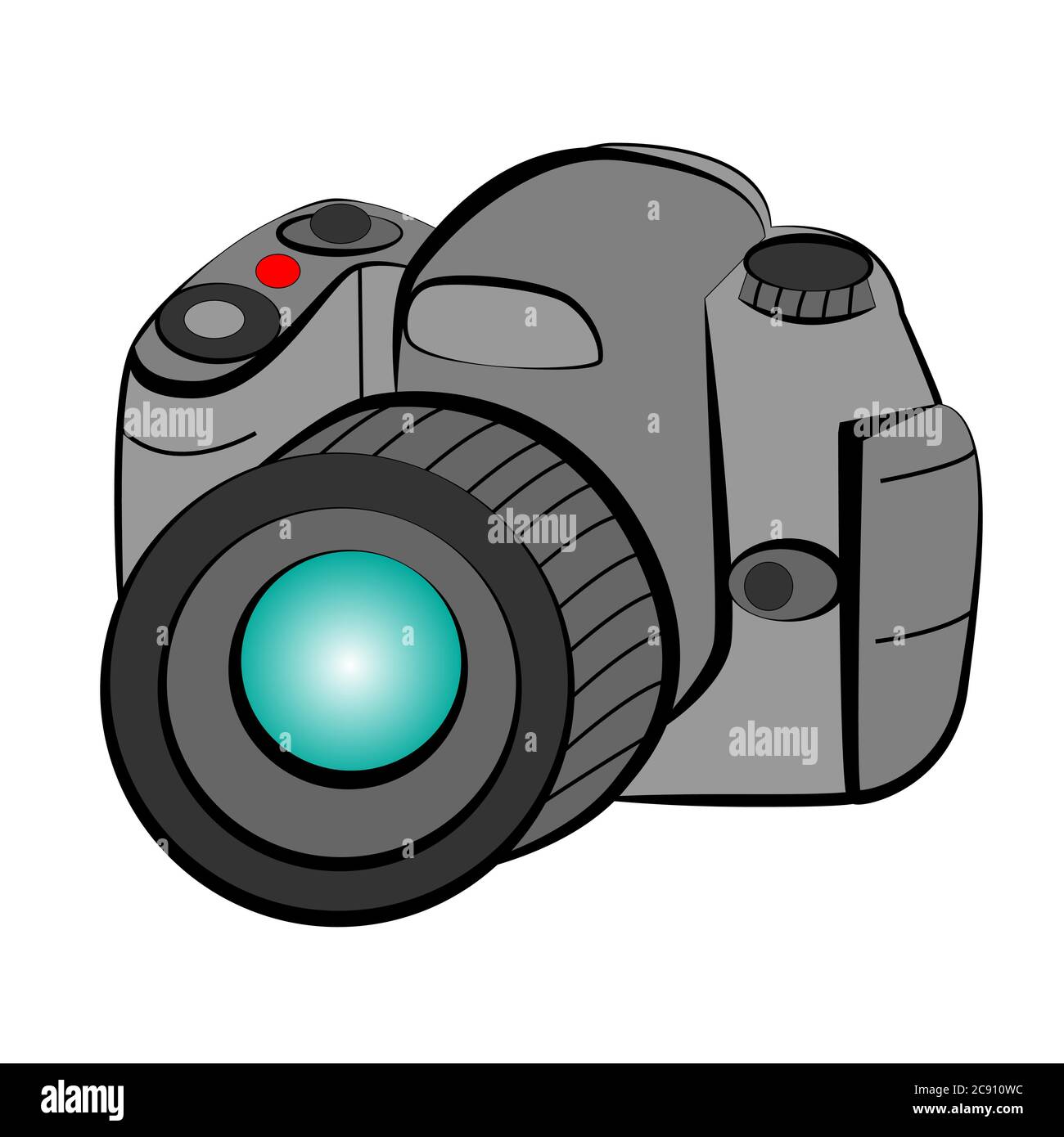 DSLR-Kamera der Einstiegsklasse auf weißem Hintergrund isoliert. Stock Vektor