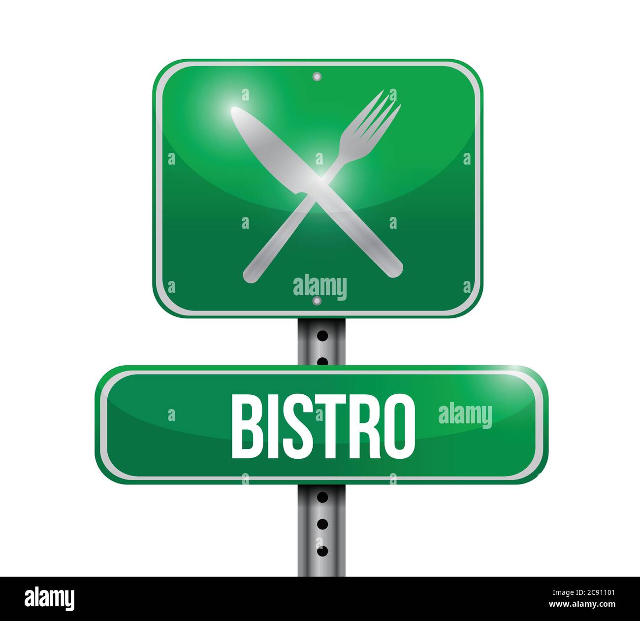 Bistro Straßenschild Illustration Design auf weißem Hintergrund Stock Vektor