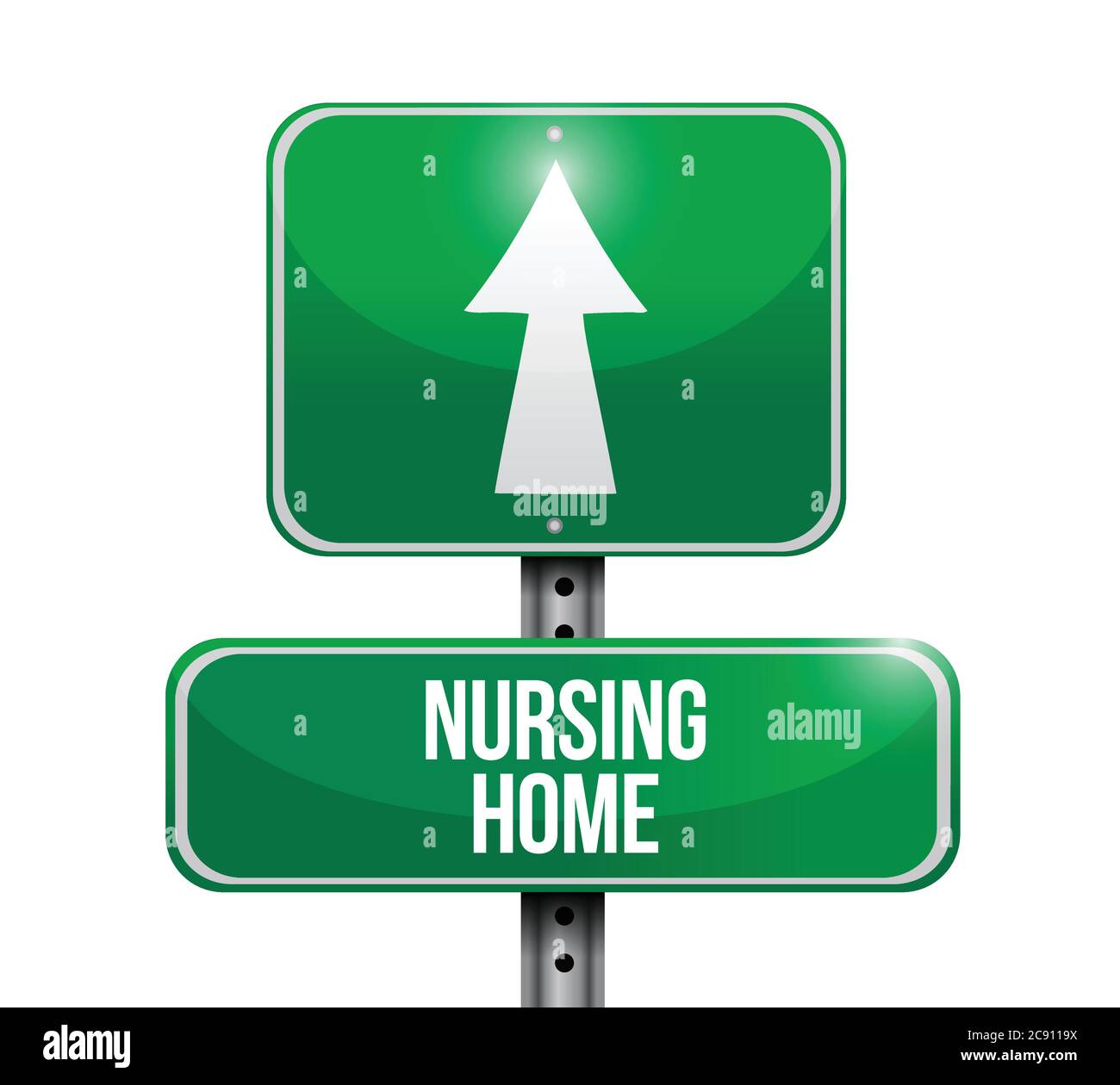 Pflegeheim Straßenschild Illustration Design auf weißem Hintergrund Stock Vektor