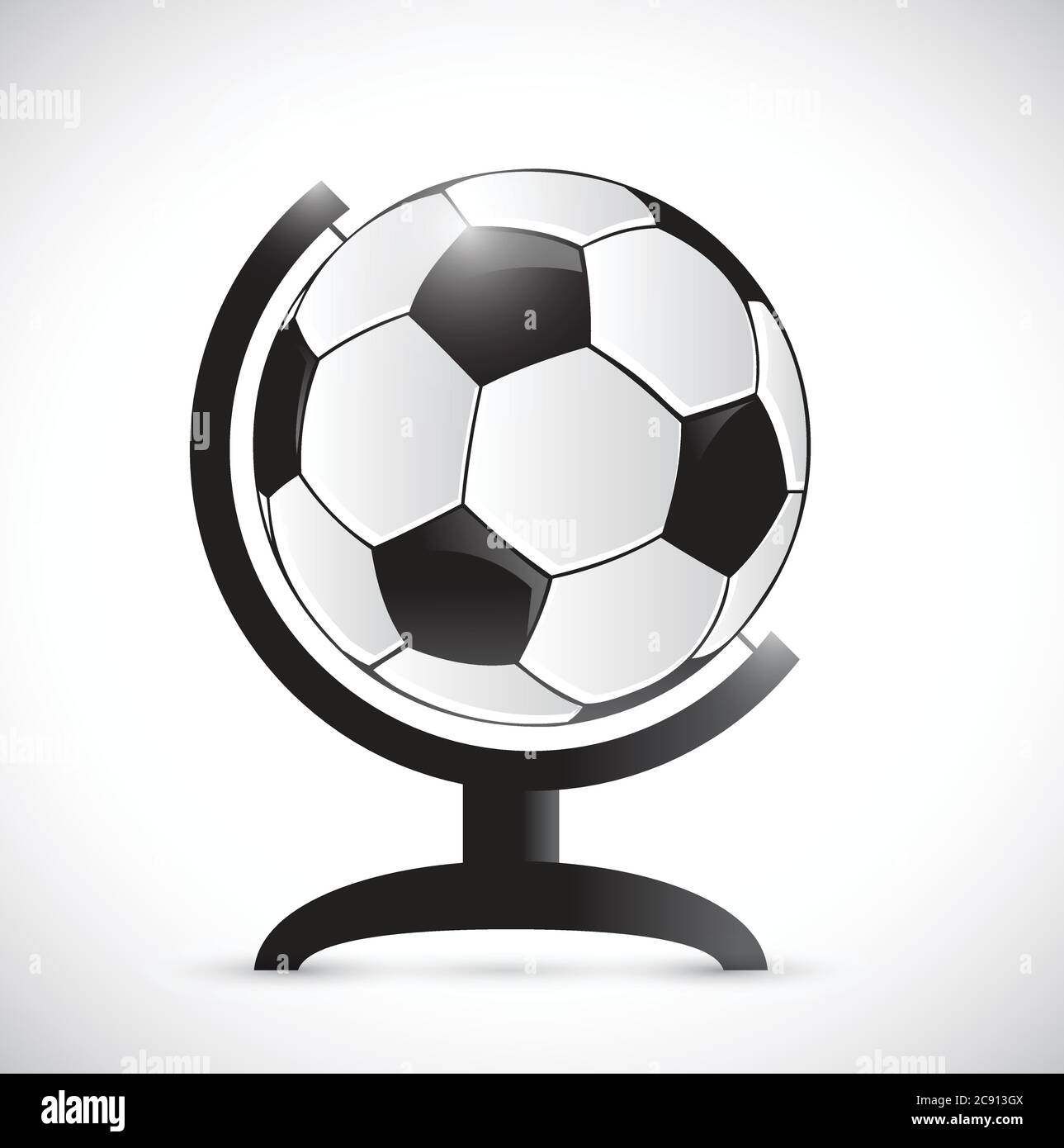 Fußball auf einem Rotatoratlas. Illustration auf weißem Hintergrund Stock Vektor