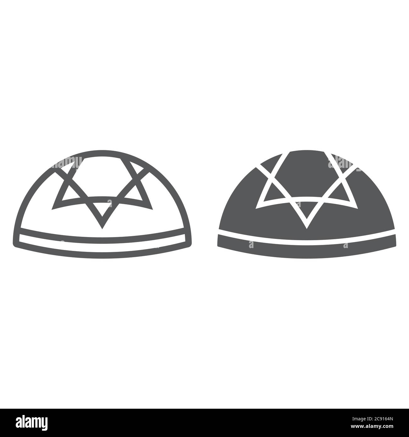 Kippah Linie und Glyphe-Symbol, National und Hut, hebräische Ballenzeichen, Vektorgrafik, ein lineares Muster auf weißem Hintergrund. Stock Vektor