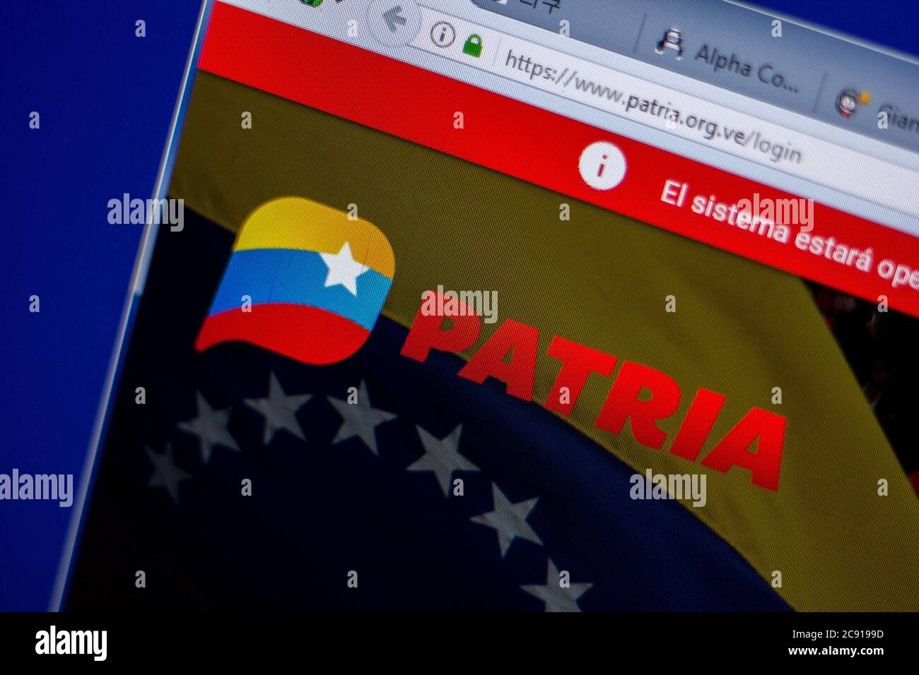 Rjasan, Russland - 05. Juni 2018: Homepage der Patria-Website auf dem Display von PC, url - Patria.org.ve Stockfoto