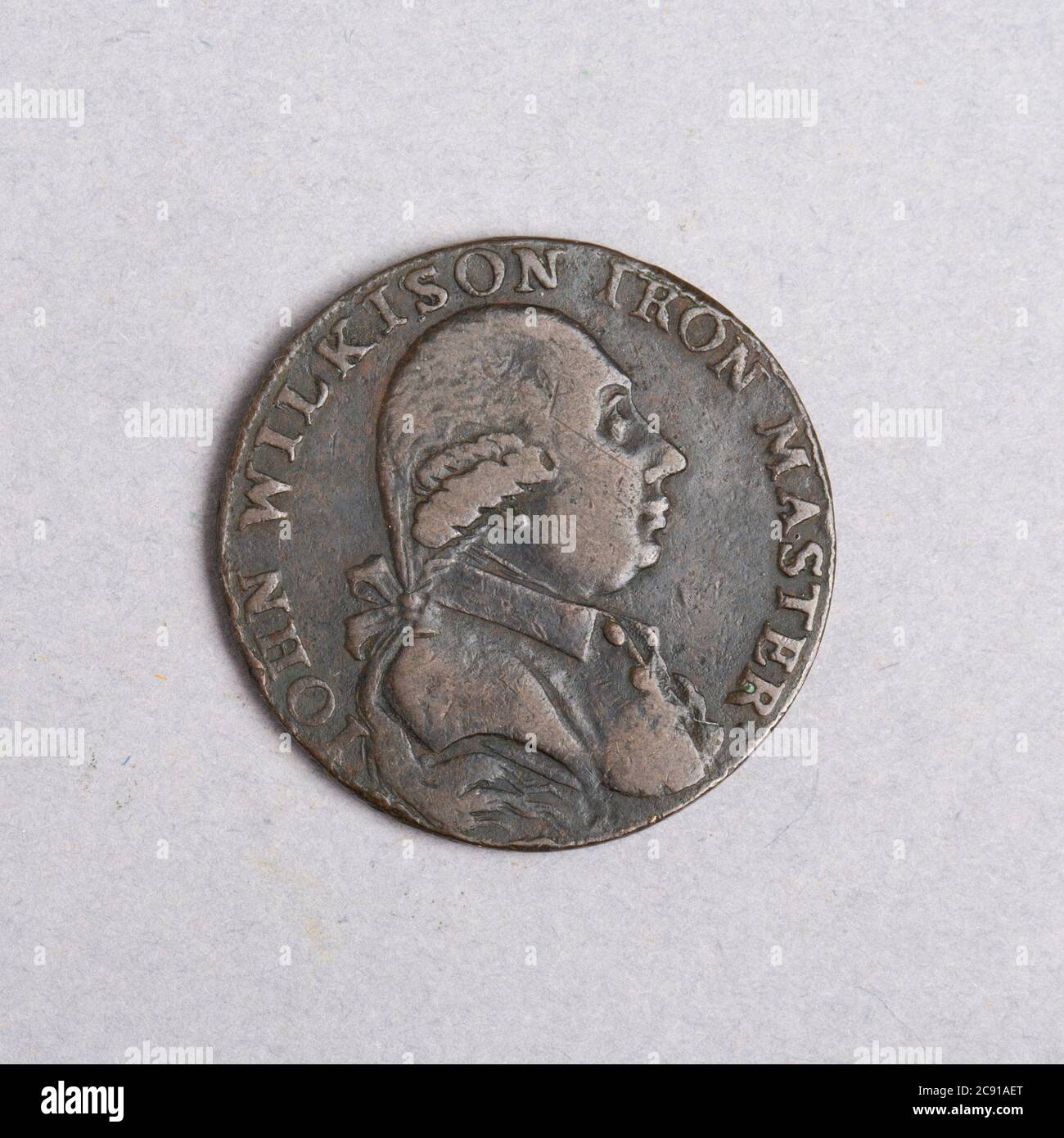 Halfpenny-Marke mit John Wilkinson, Ironmaster, Warwickshire, 1793 Stockfoto