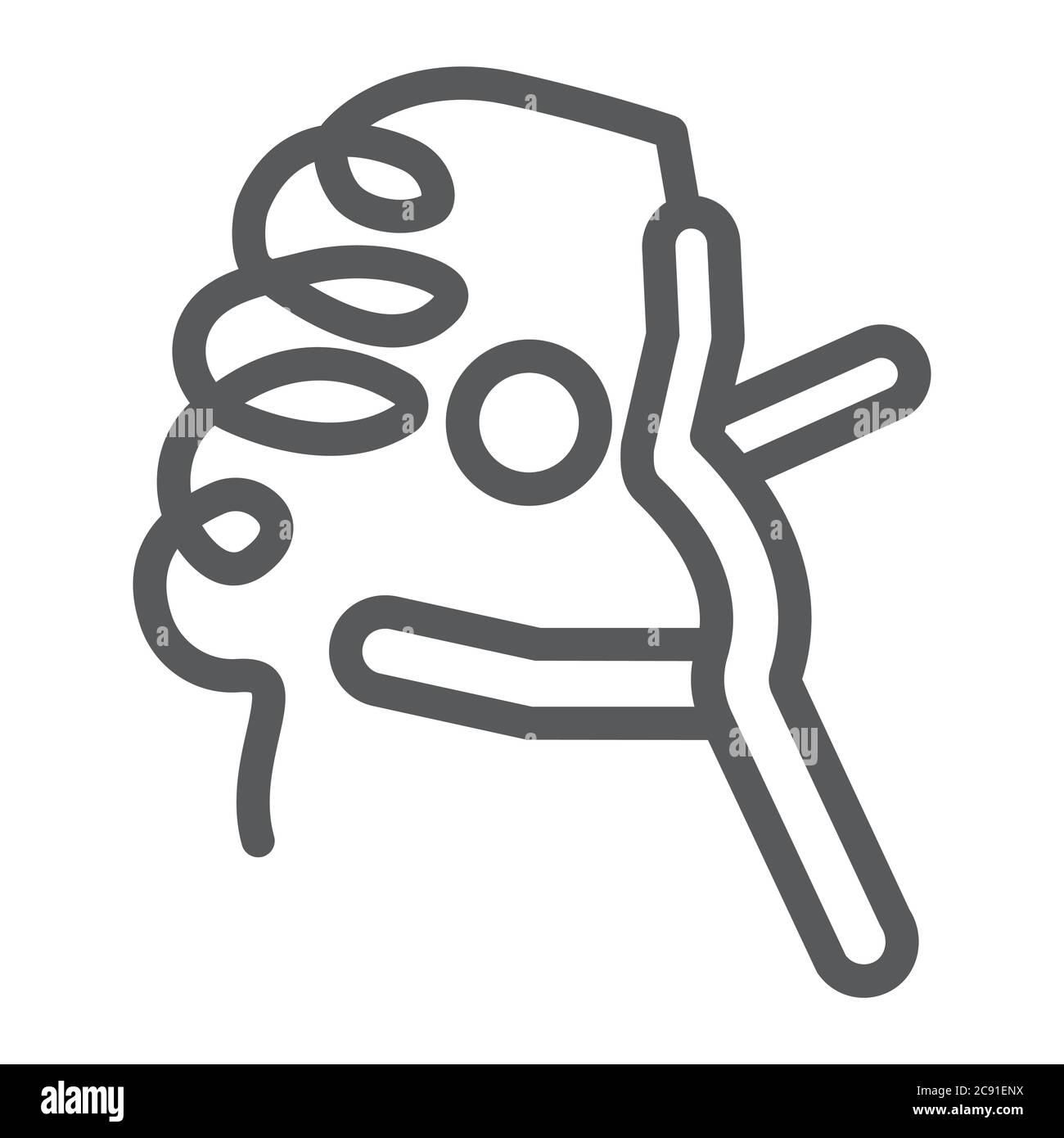 Rhythmische gymnastische Linie Symbol, Sport und Tanz, Turnerin mit Band Zeichen, Vektorgrafik, ein lineares Muster auf weißem Hintergrund. Stock Vektor