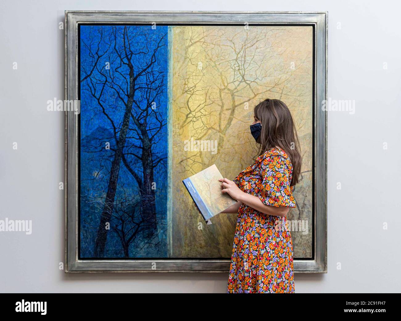 Edinburgh, Großbritannien. 28. Juli 2020 Foto: L bis R Victoria Crowe’s Landscape, Mirror Reflection, 2019. Modern Masters Women in Edinburgh The Scottish Gallery versucht, sowohl zurück als auch nach vorne zu blicken und bedeutende Künstlerinnen in ihrer Geschichte zu feiern. Die Ausstellung zeigt einige der großen Namen der Vergangenheit und andere weniger bekannte heute und lädt vor allem viele führende Maler der Gegenwart zur Teilnahme ein. Die Ausstellung findet vom 30. Juli bis 29. August in der Scottish Gallery in Edinburgh statt. Kredit: Rich Dyson/Alamy Live Nachrichten Stockfoto