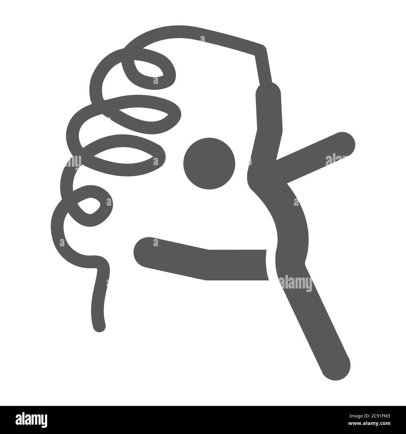 Rhythmische gymnastische Glyphe Symbol, Sport und Tanz, Turnerin mit Band Zeichen, Vektor-Grafiken, ein solides Muster auf weißem Hintergrund. Stock Vektor