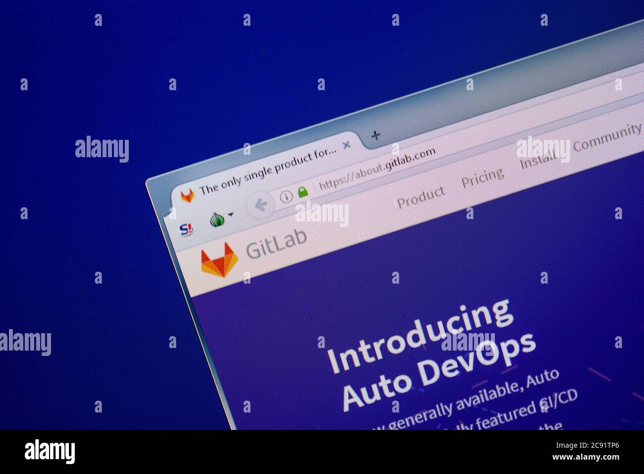 Rjasan, Russland - 26. Juni 2018: Homepage der GitLab-Website auf dem Display von PC. URL: GitLab.com Stockfoto