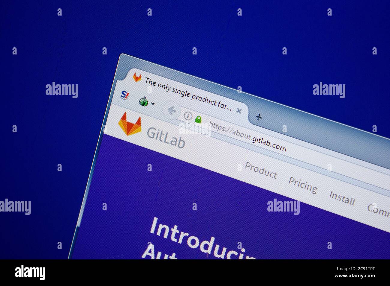 Rjasan, Russland - 26. Juni 2018: Homepage der GitLab-Website auf dem Display von PC. URL: GitLab.com Stockfoto