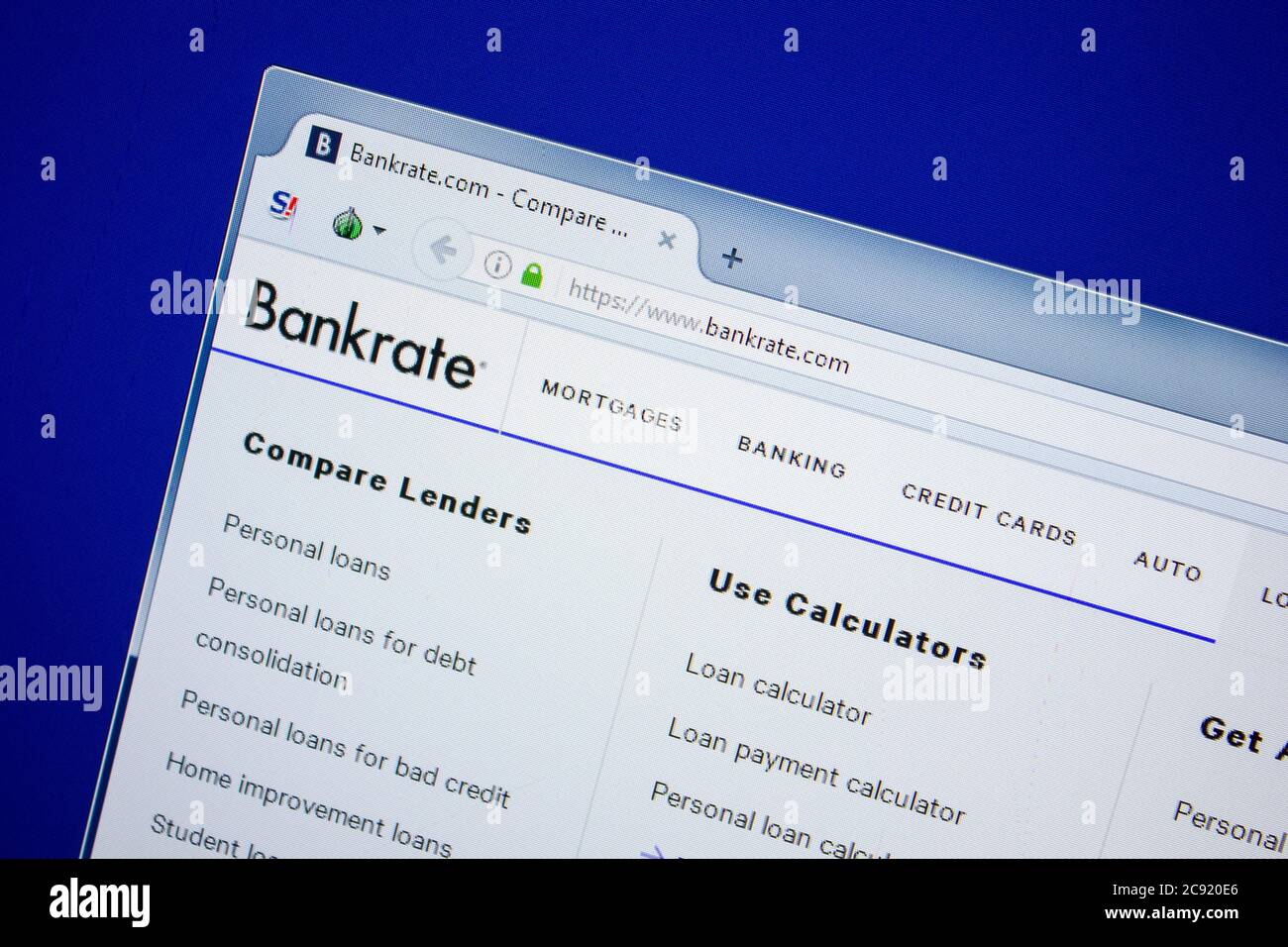 Rjasan, Russland - 26. Juni 2018: Homepage der BankRate Website auf dem Display des PC. URL: BankRate.com Stockfoto