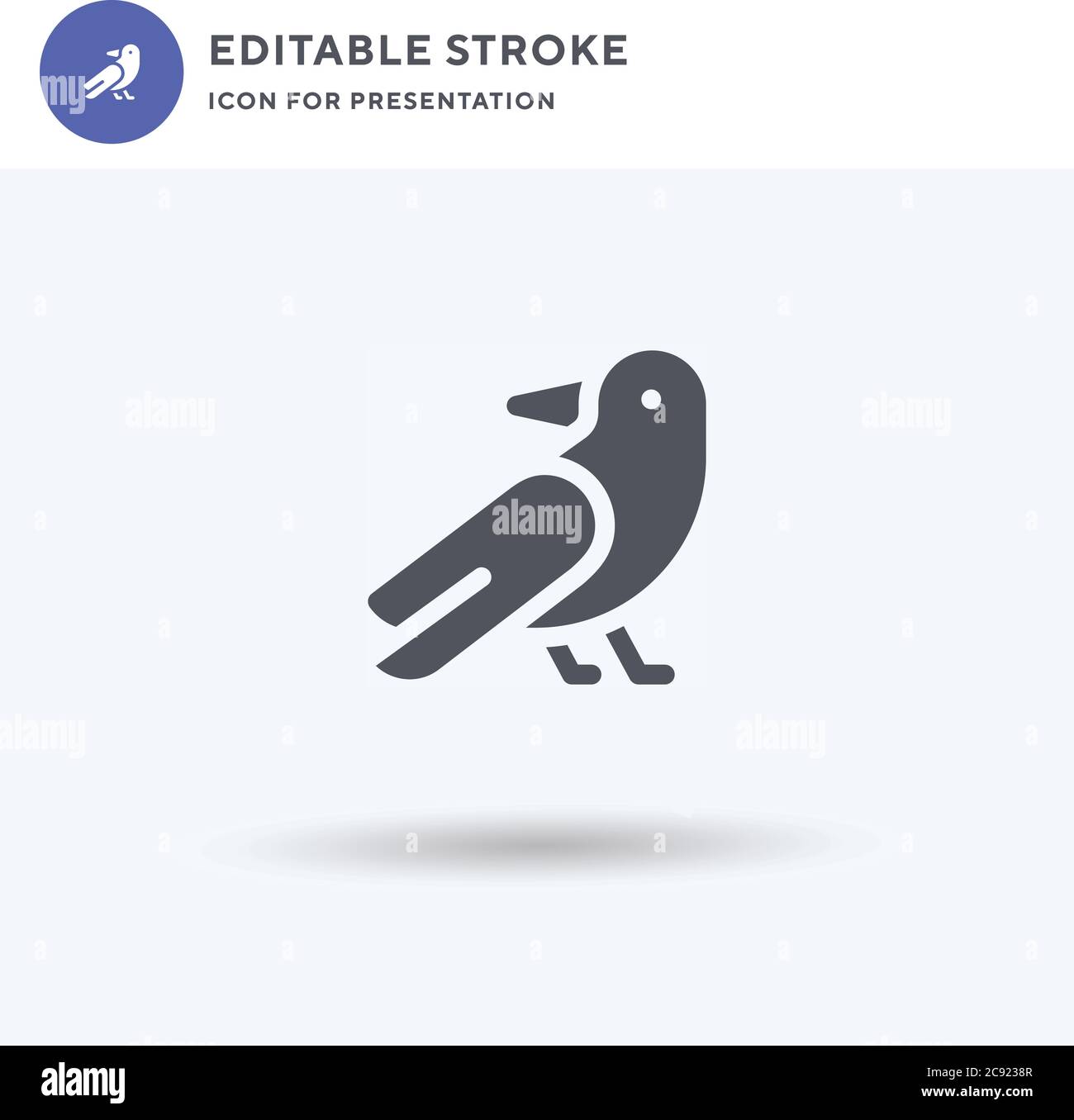 Raben Icon Vektor, gefüllt flaches Zeichen, solides Piktogramm isoliert auf weiß, Logo Illustration. Raven Symbol für Präsentation. Stock Vektor