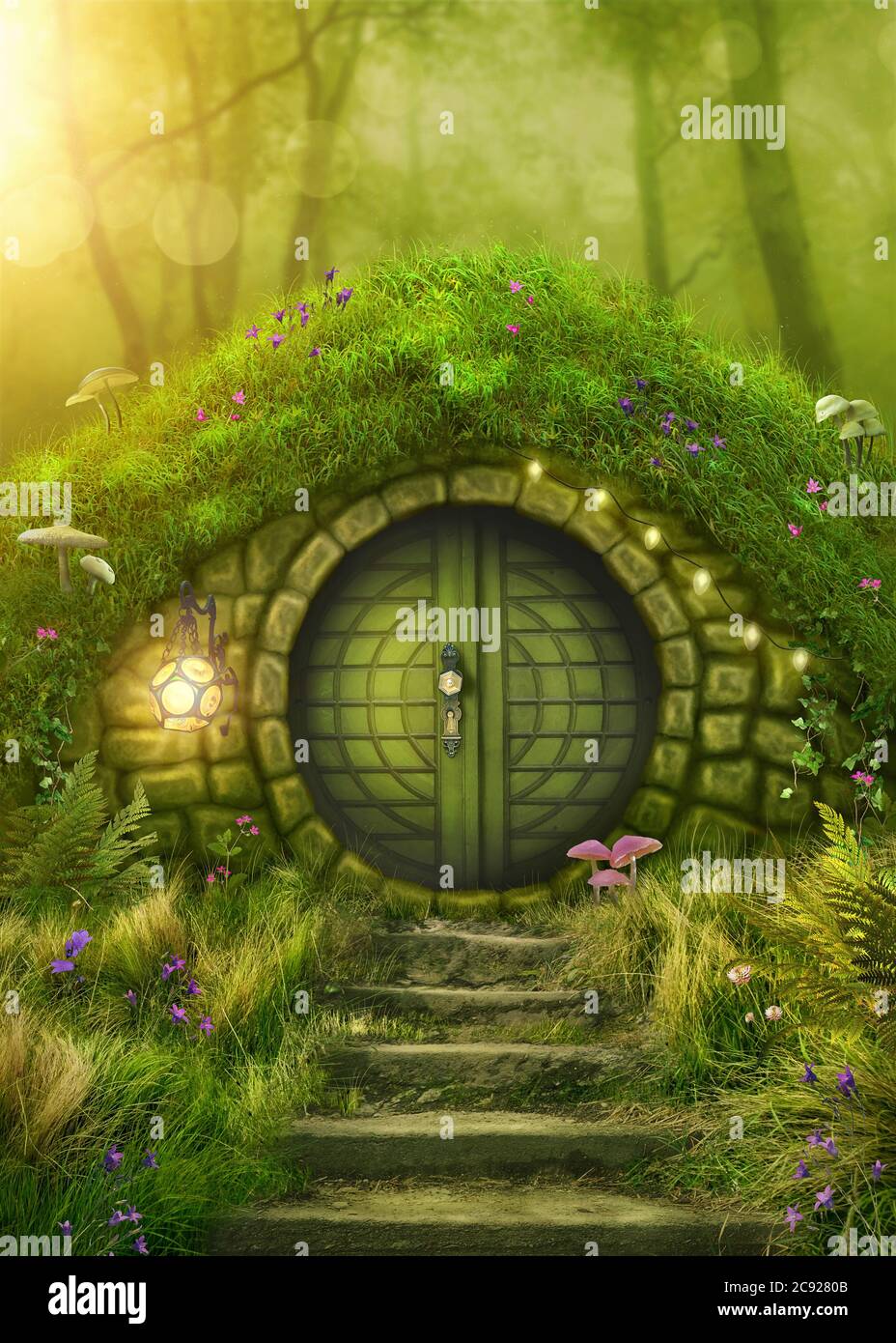 Kleines Haus im Zauberwald Stockfoto