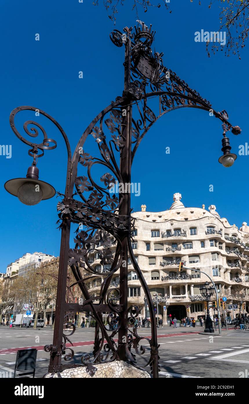 La Pedrera, Casa Mila, Antonio Gaudi, Barcelona, Spanien Stockfoto