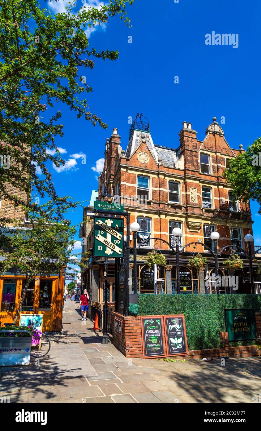 Außenansicht des Camden Head Pub in Camden Passage, Angel, Islington, London, Großbritannien Stockfoto