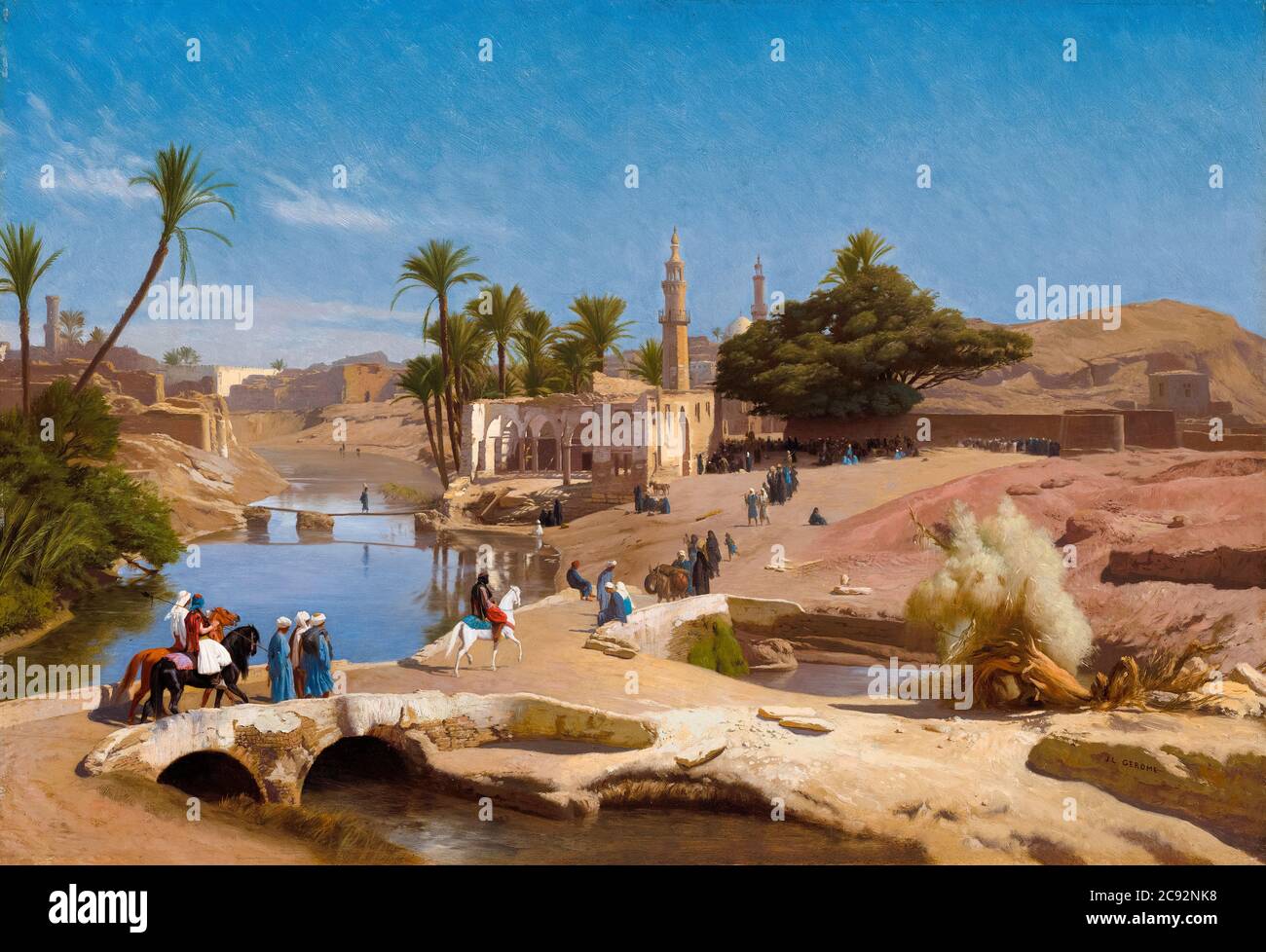 Jean Léon Gérôme, Ansicht von Medinet El-Fayoum (Ägypten), Landschaftsmalerei, um 1868-1870 Stockfoto