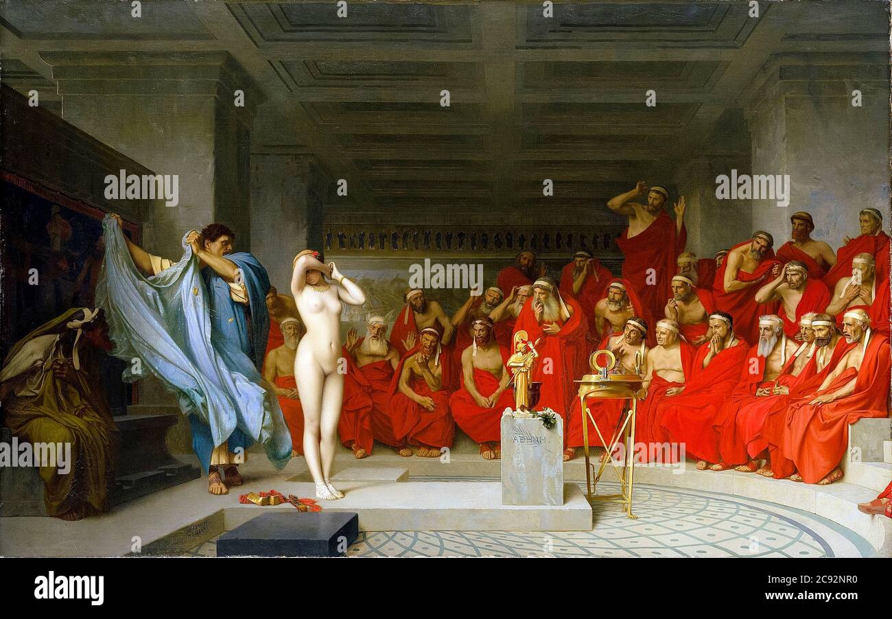 Phryne enthüllt vor dem Areopag, Gemälde von Jean Léon Gérôme, 1861 Stockfoto