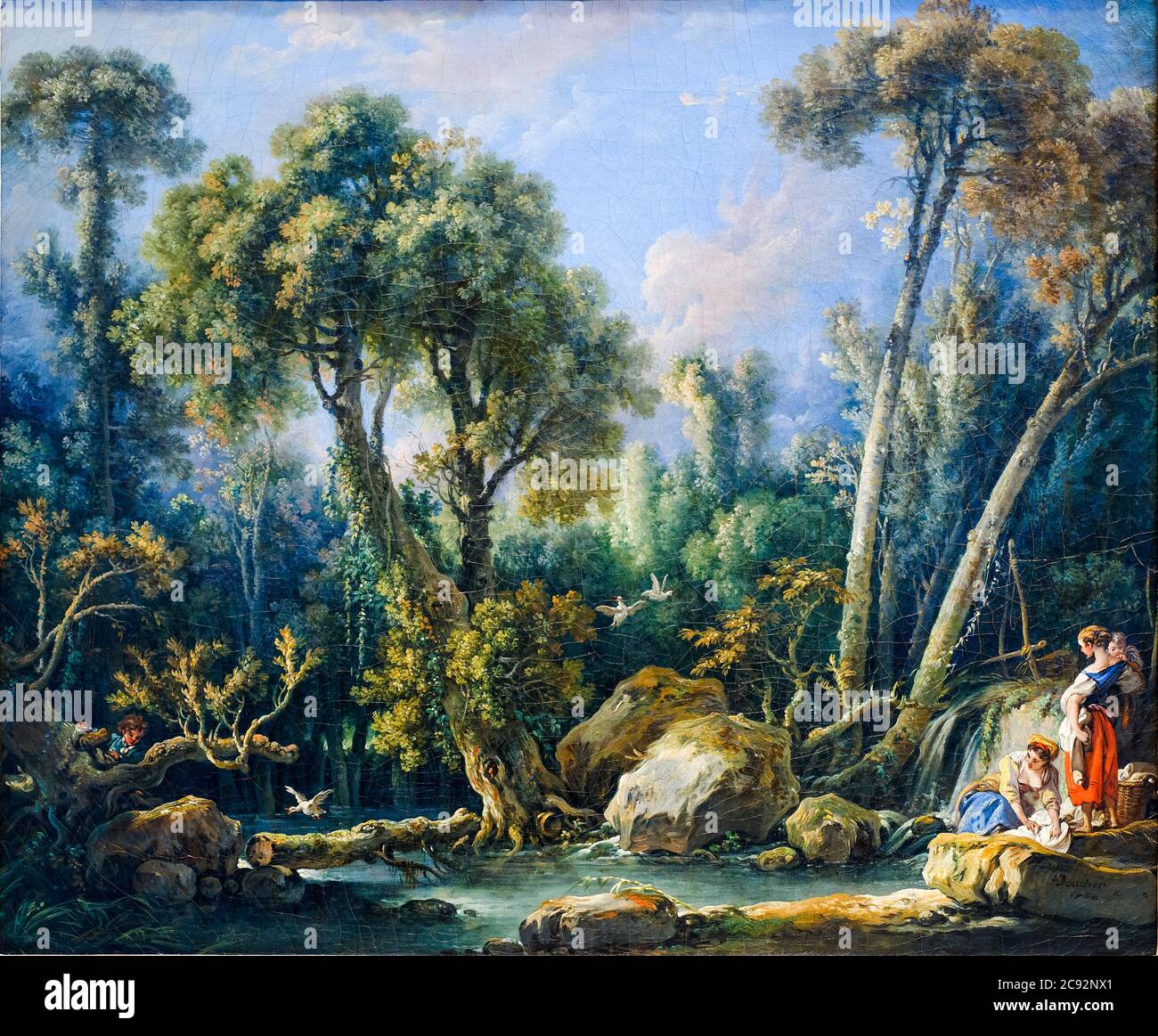 Laundresses in a Landscape, Gemälde von François Boucher, 1760 Stockfoto