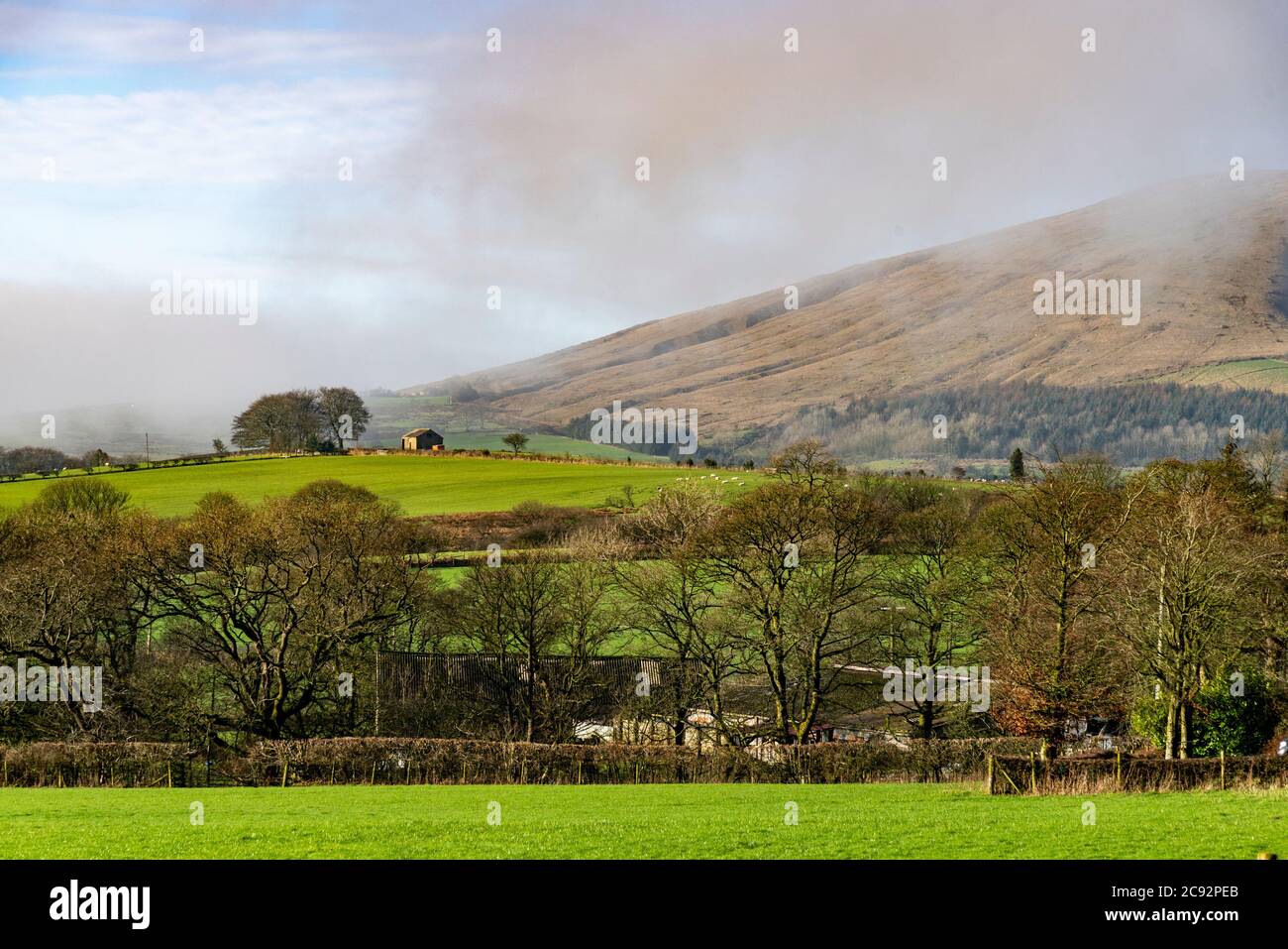 Misty Lancashire Fells, Chipping, Preston, Lancashire, England, Vereinigtes Königreich. Stockfoto