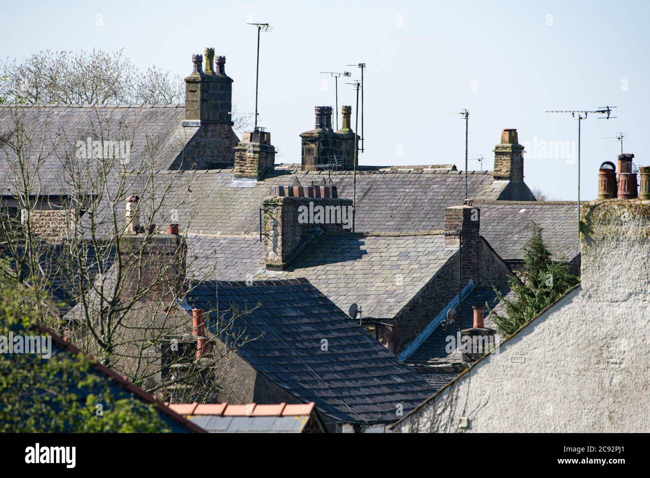 Blick auf Schieferdächer, Chipping, Preston, Lancashire, Großbritannien Stockfoto