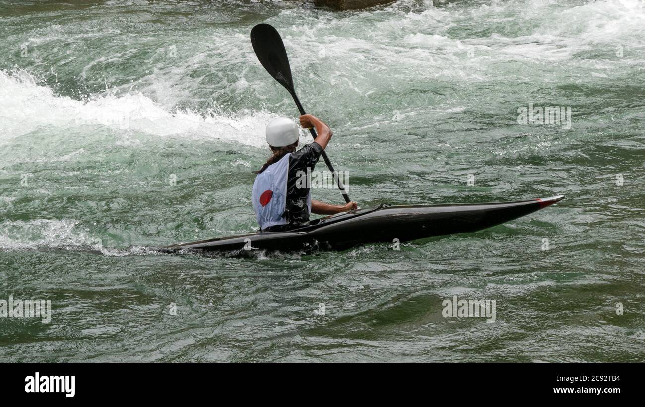 Kajakfahren im Rheinkanal Stockfoto