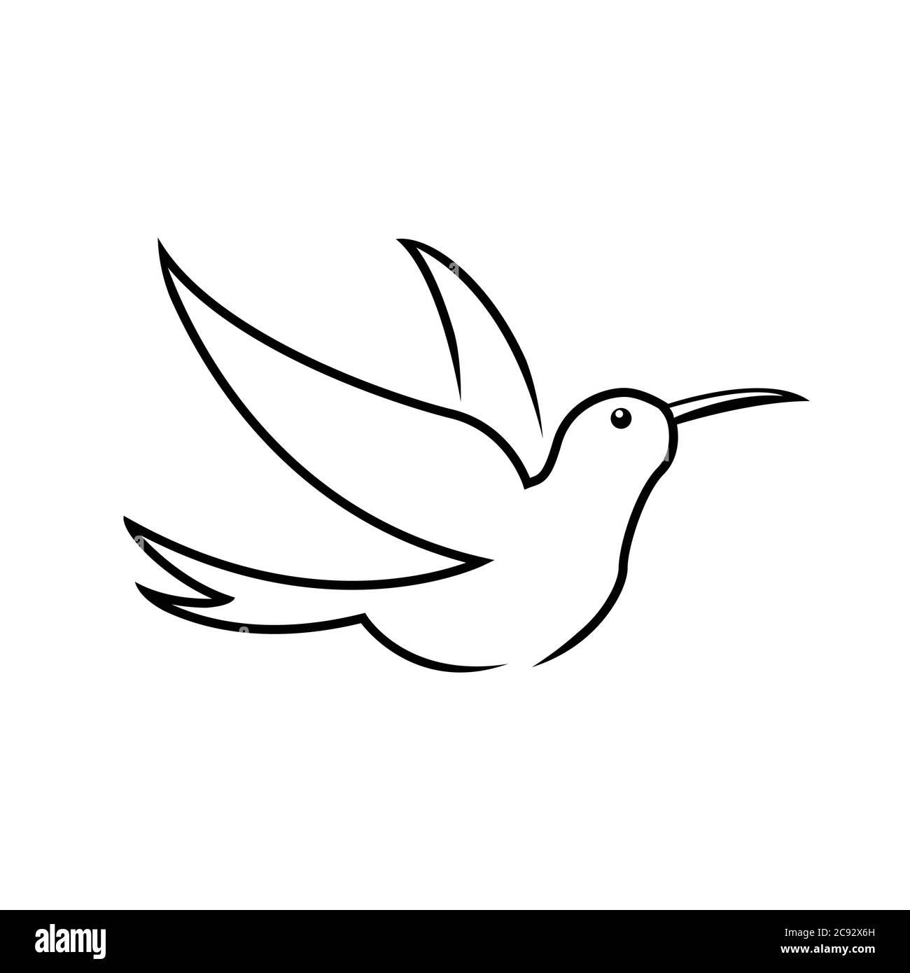 Stilisierte Kolibri-Symbol oder Logo in verschiedenen Stilen: Line Art, Vollschwarz und Farbe. Isolierte colibri Symbol Vektor-Illustration. Stock Vektor