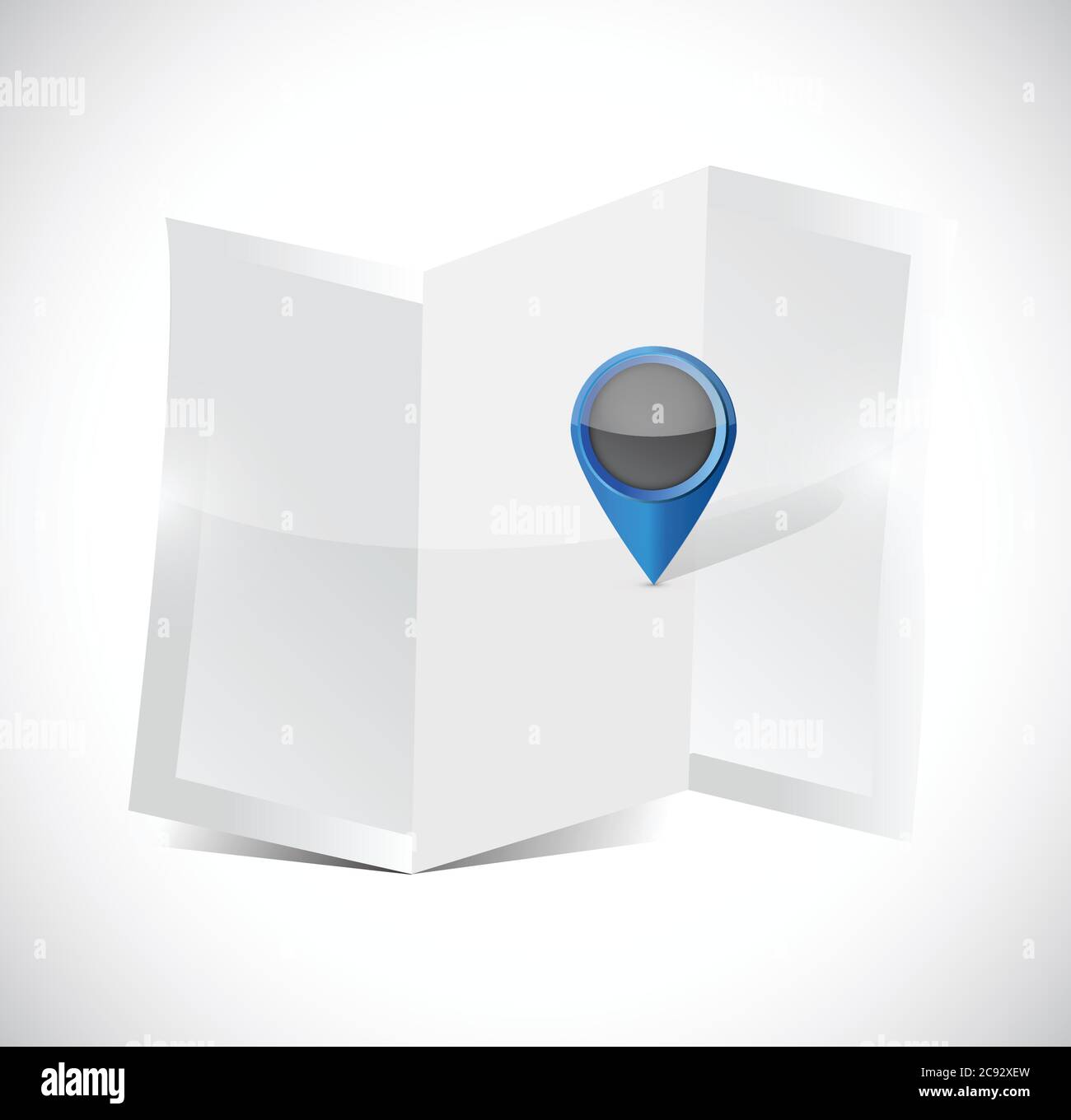 Grafik für Karte und Positionszeiger auf weißem Hintergrund Stock Vektor