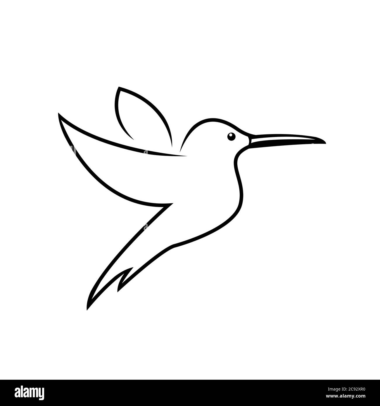 Stilisierte Kolibri-Symbol oder Logo in verschiedenen Stilen: Line Art, Vollschwarz und Farbe. Isolierte colibri Symbol Vektor-Illustration. Stock Vektor