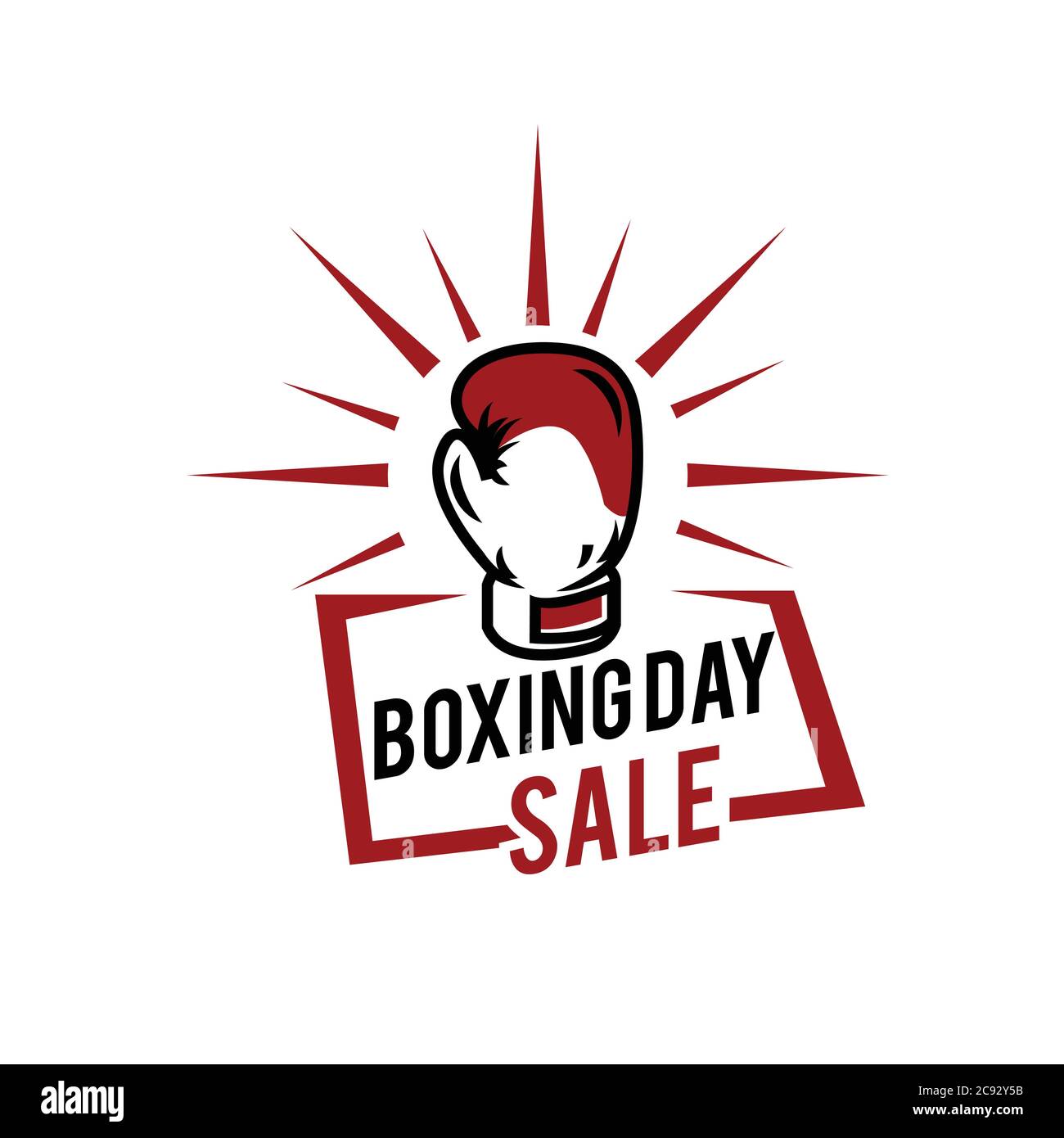 Kreative, oben flach Förderung Zusammensetzung Boxing Day verkauf Text auf Lightbox weißen Hintergrund Kopie Raum Vorlage Boxing Day Verkauf mockup Winter c Stock Vektor