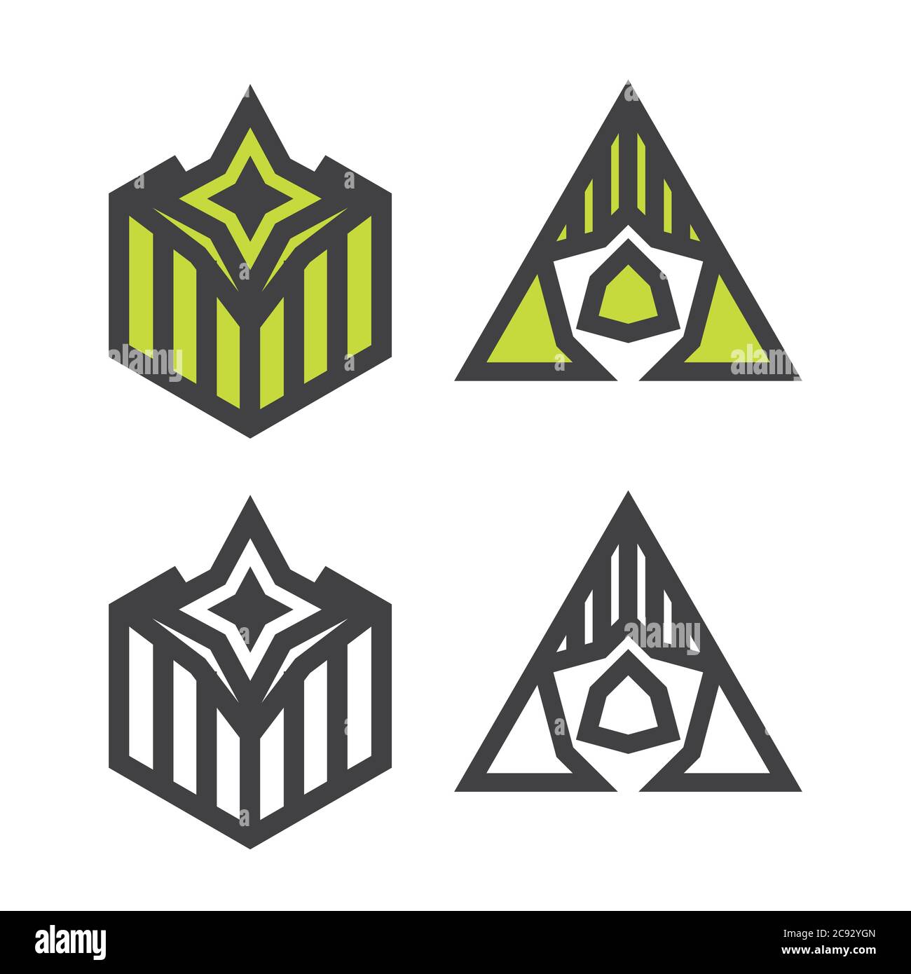 Hipster Stil Icons, Labels für Logo Design. Abstrakte geometrische Muster Formen Vorlage, mögliche Dekonstruktion. Stock Vektor