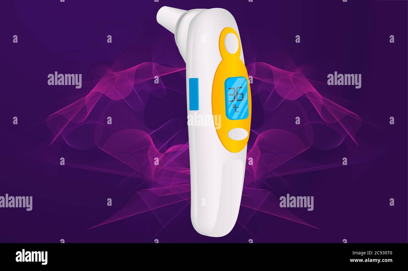 Abbildung eines Infrarot-Thermometers auf abstrakten Hintergründen Stock Vektor