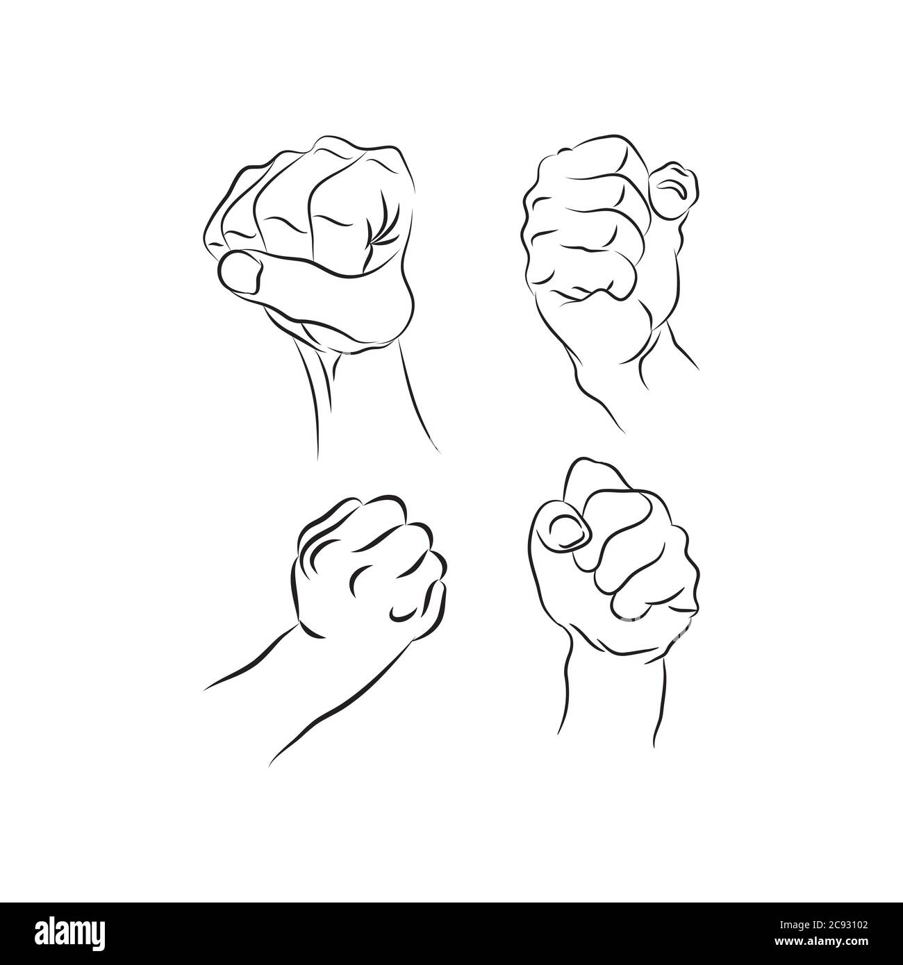 Handsatz. Symbole verschiedener Zeichen. Zeigefinger. Klatschen, Applaus, Stop und ok. Berühren Sie alles Stock Vektor