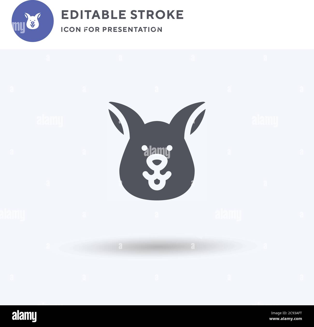 Kaninchen-Symbolvektor, gefülltes flaches Zeichen, solides Piktogramm isoliert auf Weiß, Logo-Illustration. Kaninchen-Symbol für Präsentation. Stock Vektor