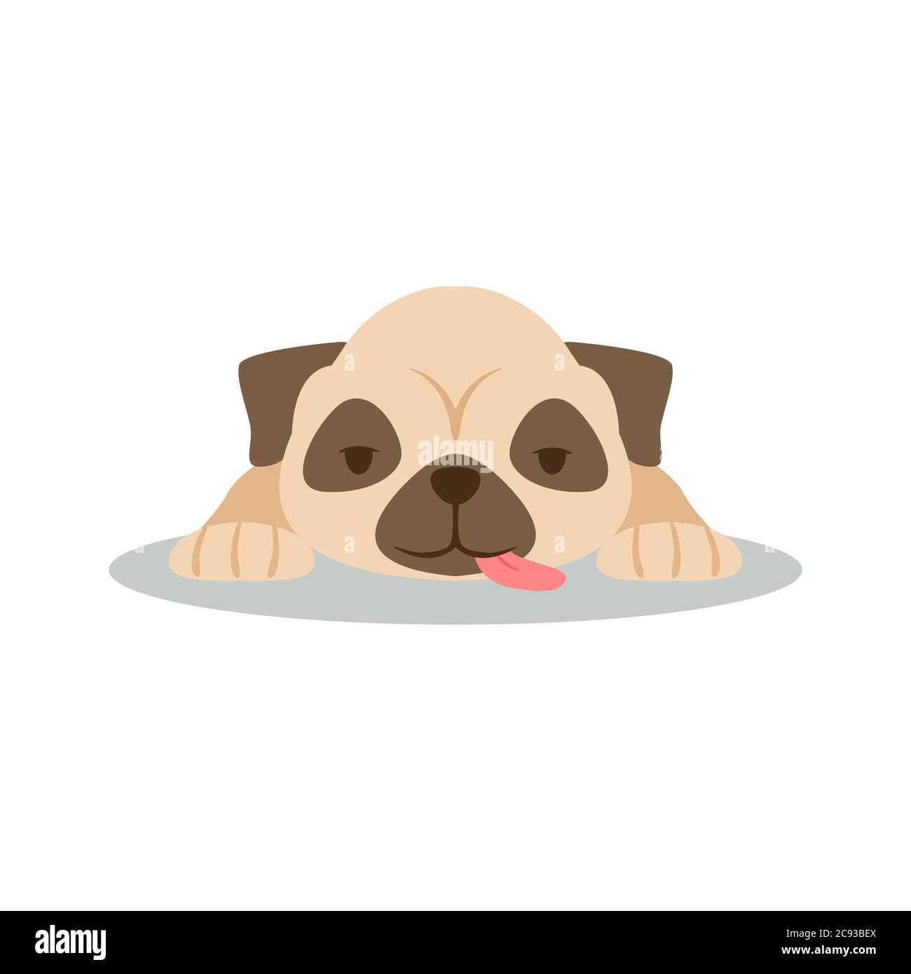 Schöner Mops, der seine Zunge auslügt Stock Vektor