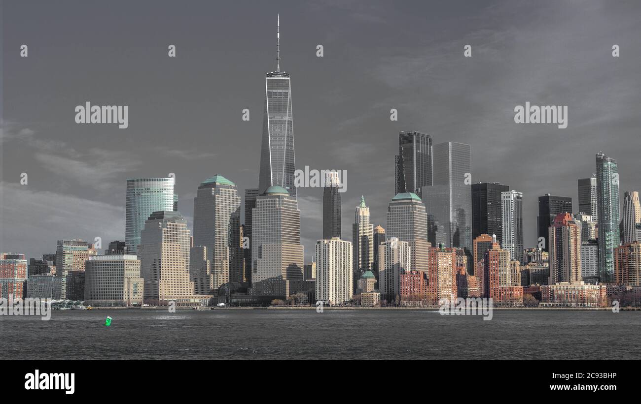 Skyline von New York vom Liberty State Park Stockfoto