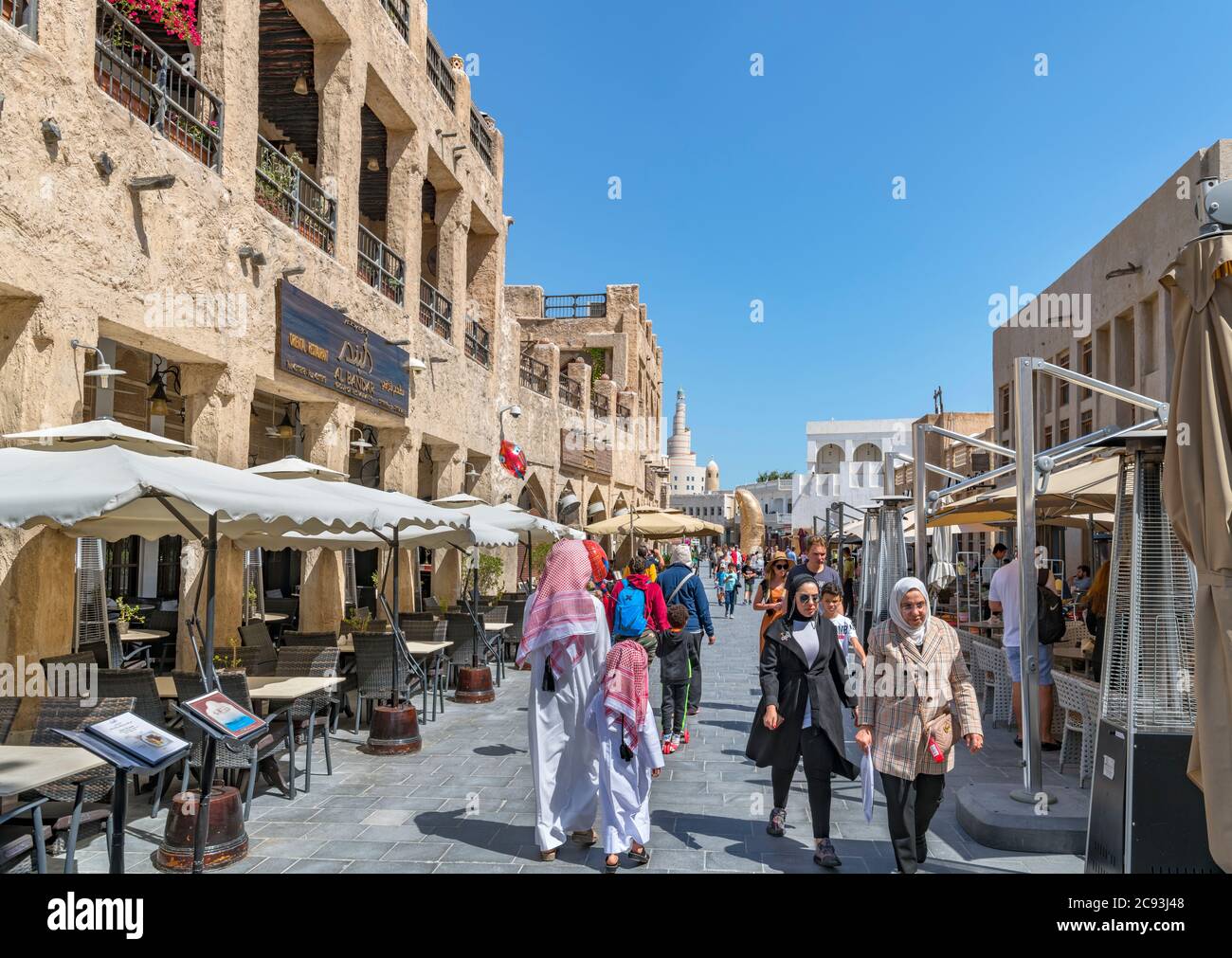 Cafés, Restaurants und Geschäfte in Souq Waqif, Doha, Katar, Naher Osten Stockfoto