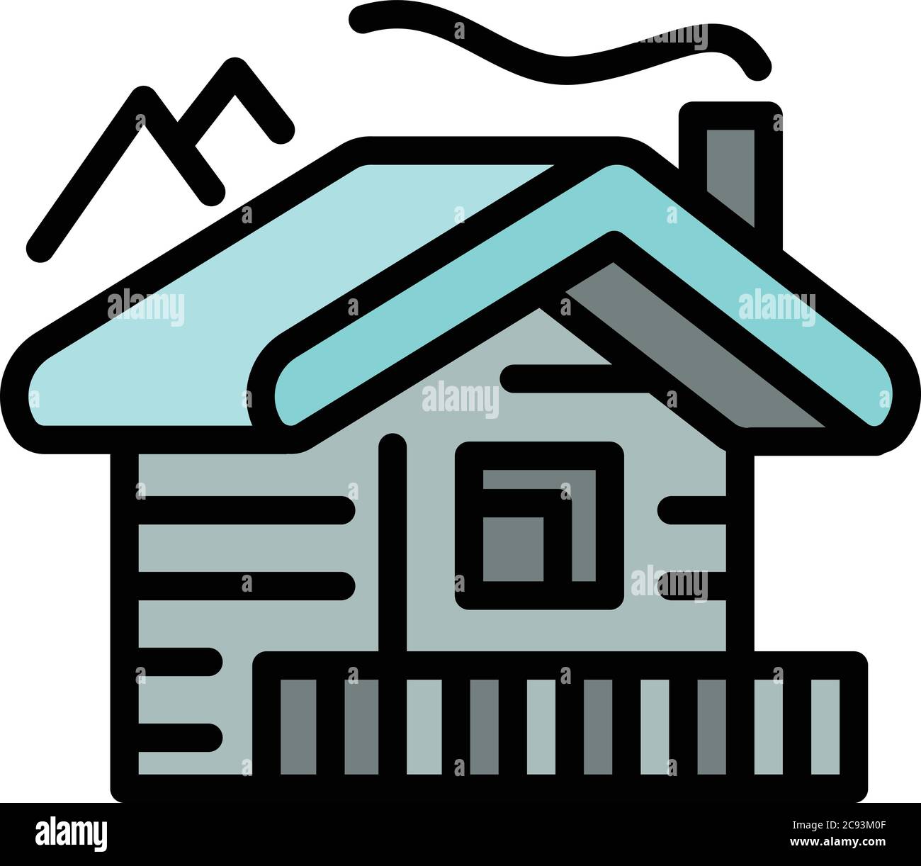 Berghütten-Symbol. Umriss Berge cabana Vektor-Symbol für Web-Design isoliert auf weißem Hintergrund Stock Vektor