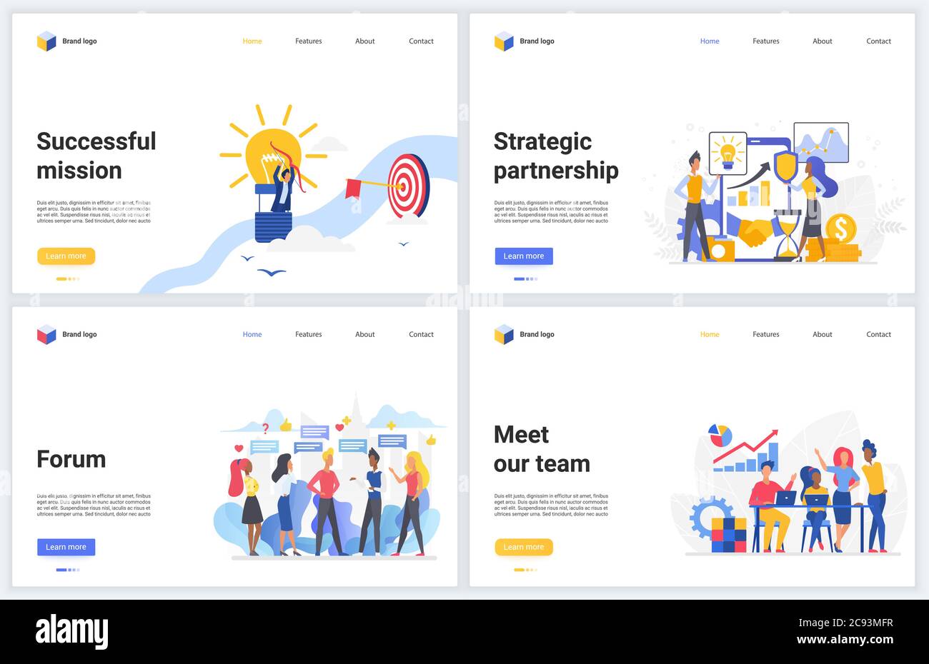 Teamwork, Business Partnership Strategie Vektor Illustrationen. Cartoon flach kreative Schnittstelle Web-Design mit strategischen Business-Analyse der Partner, Projekt-Team-Management, Zusammenarbeit Banner-Set Stock Vektor