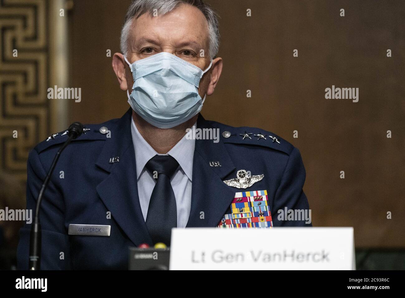 Washington, Usa. Juli 2020. Air Force LT. Gen Glen D. VanHerck nimmt an einer Anhörung des Senats für die Nominierung des Armed Services Committee am Dienstag, den 28. Juli 2020, auf dem Capitol Hill in Washington, DC, USA, Teil. VanHerck wird zum General und Kommandeur des U.S. Northern Command und Kommandant des North American Aerospace Defence Command ernannt. Foto von Sarah Silbiger/UPI Kredit: UPI/Alamy Live Nachrichten Stockfoto