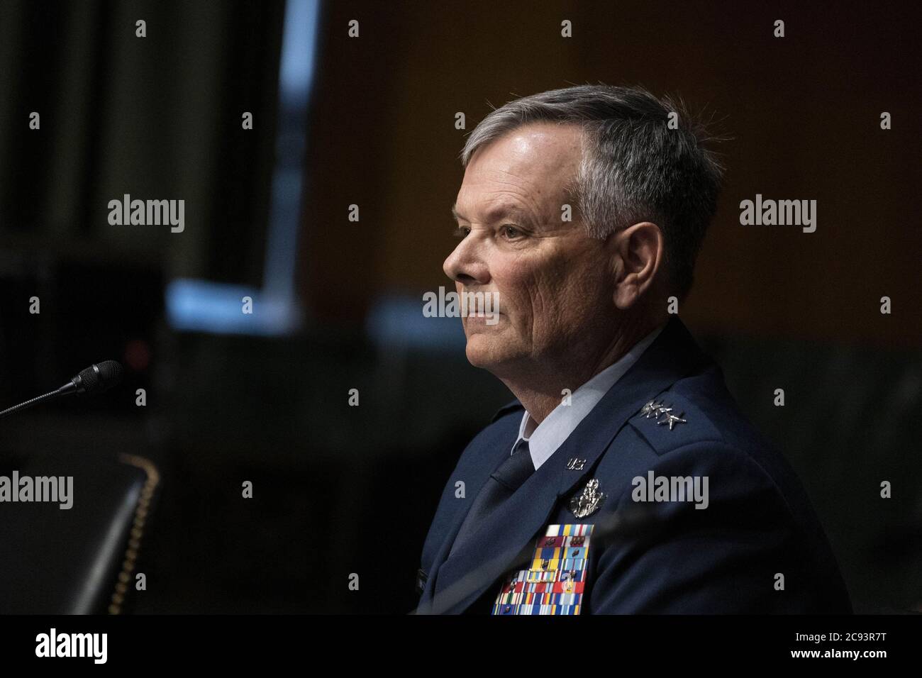 Washington, Usa. Juli 2020. Air Force LT. Gen Glen D. VanHerck nimmt an einer Anhörung des Senats für die Nominierung des Armed Services Committee am Dienstag, den 28. Juli 2020, auf dem Capitol Hill in Washington, DC, USA, Teil. VanHerck wird zum General und Kommandeur des U.S. Northern Command und Kommandant des North American Aerospace Defence Command ernannt. Foto von Sarah Silbiger/UPI Kredit: UPI/Alamy Live Nachrichten Stockfoto